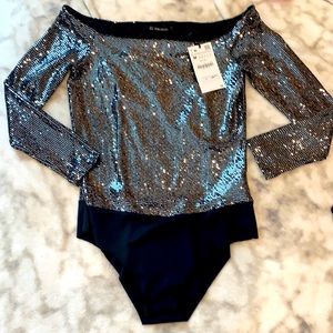 ZARA SPARKLY SILVER BODY SUIT